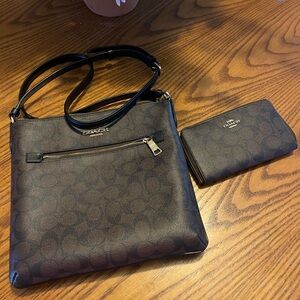 Coach Brown Crossbody Bag and Wallet Set